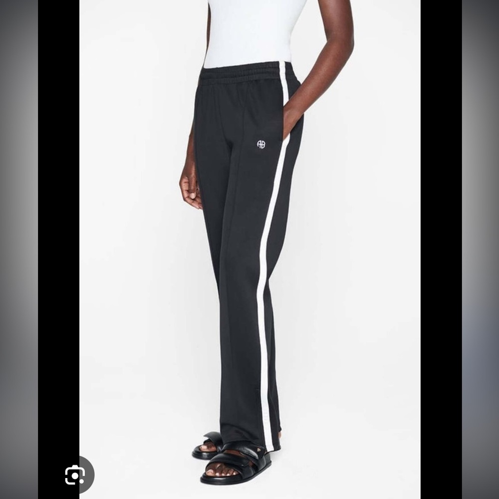 Anine Bing Kameron Black Pants with White Side Stripe